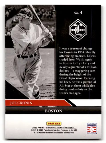 2023 Panini Chronicles Limited #4 Joe Cronin NM Near Mint Red Sox ID:64049 - Baseball Card Single