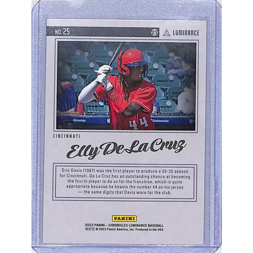 2023 Panini Chronicles Luminance #25 Elly De La Cruz NM-MT Cincinnati Reds - Baseball Card Single