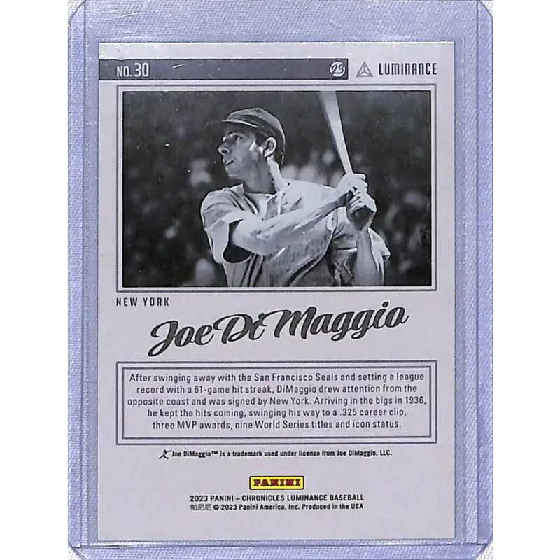 2023 Panini Chronicles Luminance #30 Joe DiMaggio NM-MT New York Yankees - Baseball Card Single