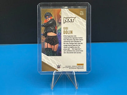 Gigi Dolin NXT trading card from 2023 Panini Chronicles Phoenix Silver Wave #308