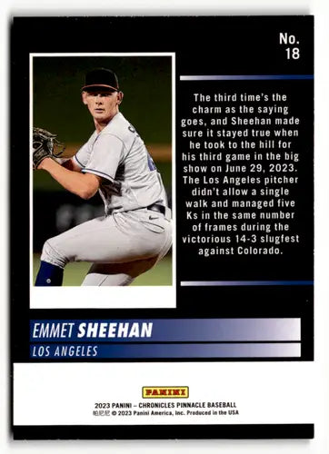 2023 Panini Chronicles Pinnacle #18 Emmet Sheehan NM-MT Dodgers ID:64029 - Baseball Card Single