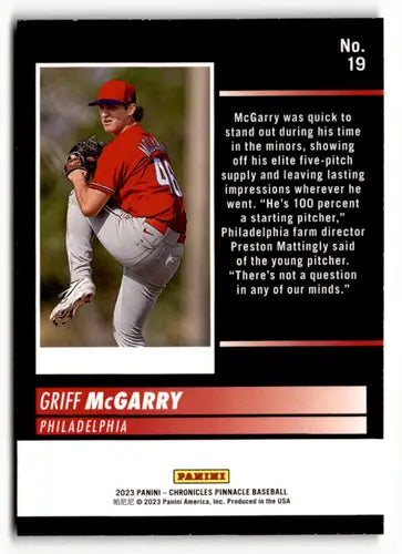2023 Panini Chronicles Pinnacle #19 Griff McGarry NM-MT Phillies ID:64031 - Baseball Card Single