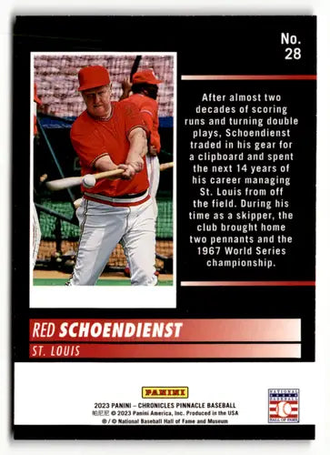 2023 Panini Chronicles Pinnacle #28 Red Schoendienst NM Near Mint Cardi ID:64035 - Baseball Card Single
