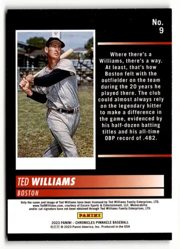 2023 Panini Chronicles Pinnacle #9 Ted Williams NM Near Mint Red Sox ID:64033 - Baseball Card Single