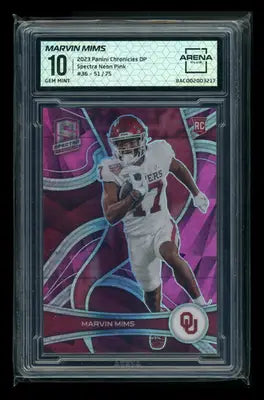 2023 Panini Chronicles Spectra Neon Pink Marvin Mims #36 51/75 RC Arena Club 10 - Football Card Single