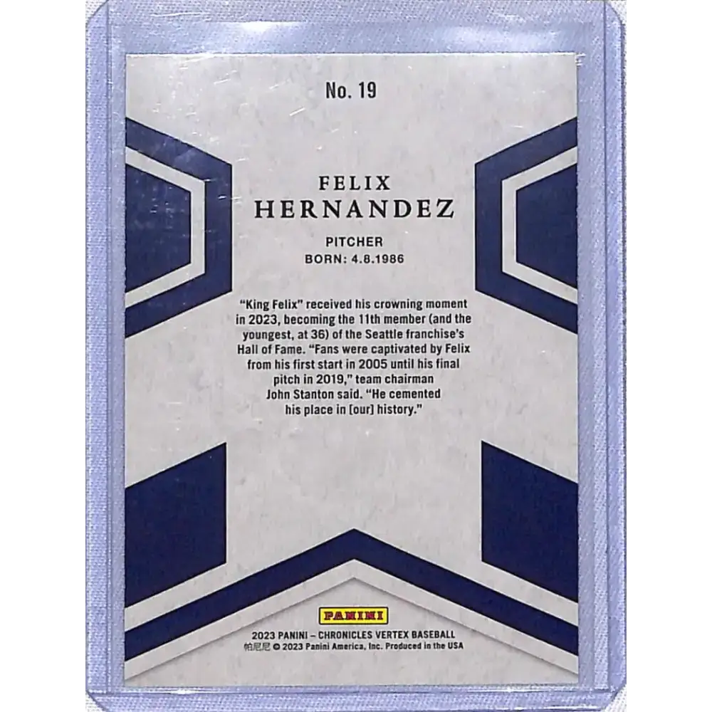 2023 Panini Chronicles Vertex #19 Felix Hernandez NM-MT Seattle Mariners - Baseball Card Single