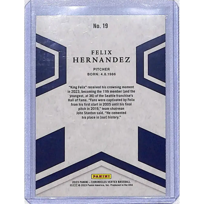 2023 Panini Chronicles Vertex #19 Felix Hernandez NM-MT Seattle Mariners - Baseball Card Single