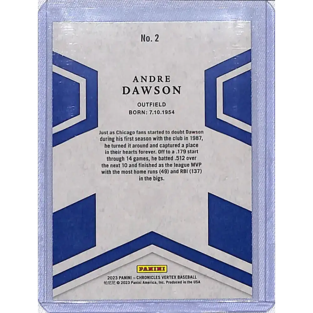 2023 Panini Chronicles Vertex #2 Andre Dawson NM-MT Chicago Cubs - Baseball Card Single