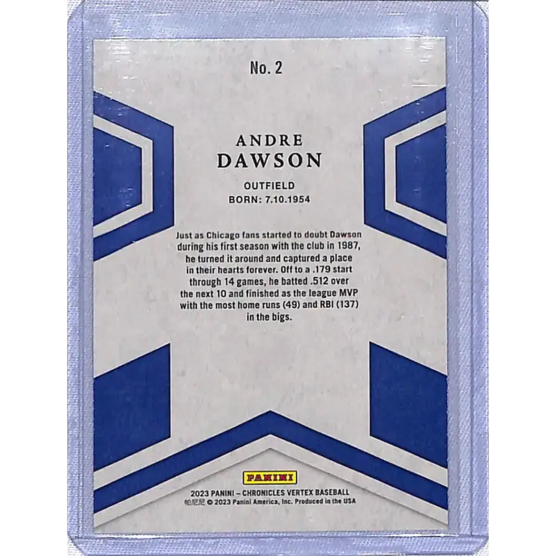 2023 Panini Chronicles Vertex #2 Andre Dawson NM-MT Chicago Cubs - Baseball Card Single
