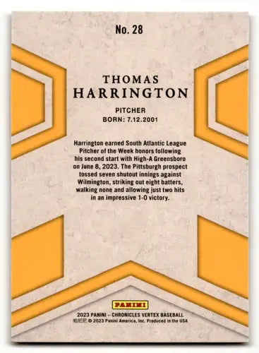 2023 Panini Chronicles Vertex #28 Thomas Harrington NM Near Mint Pirate ID:64076 - Baseball Card Single