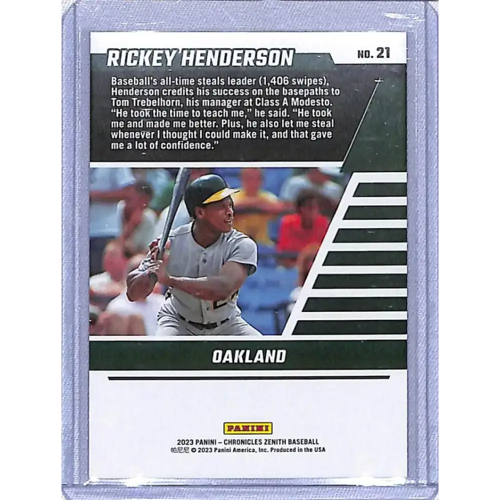 2023 Panini Chronicles Zenith #21 Ricky Henderson NM-MT Oakland Athletics - Baseball Card Single