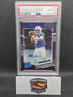 2023 PANINI CLEARLY DONRUSS AUTO-PURPLE #52 ANTHONY RICHARDSON /175 PSA 10 - Football Card Single