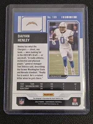 2023 Panini Contenders #199 Daiyan Henley Opening Kickoff (Green Laser) Ticket - Football Card Single