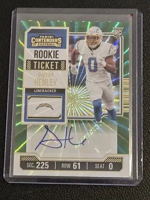 2023 Panini Contenders #199 Daiyan Henley Opening Kickoff (Green Laser) Ticket - Football Card Single
