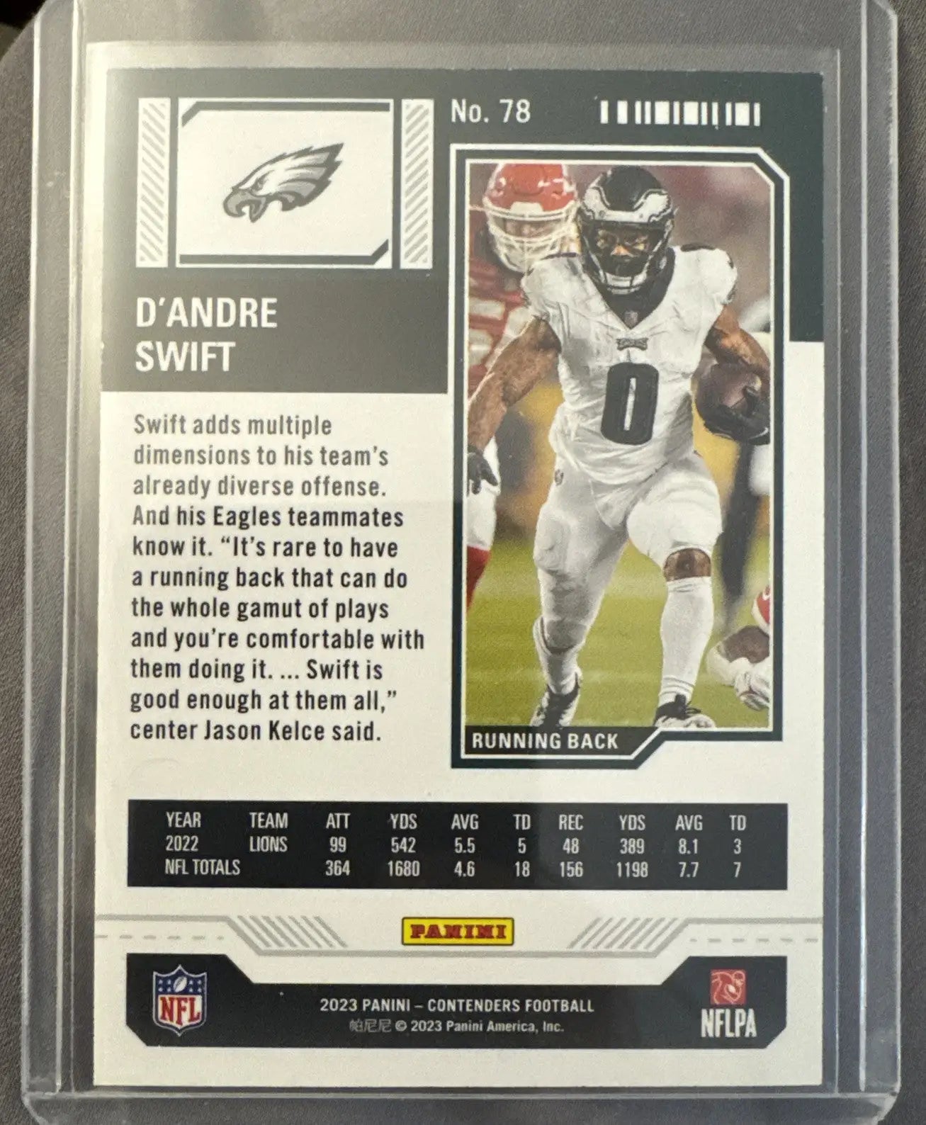 2023 Panini Contenders #78 D’Andre Swift Game Ticket Green /175 - Football Card Single