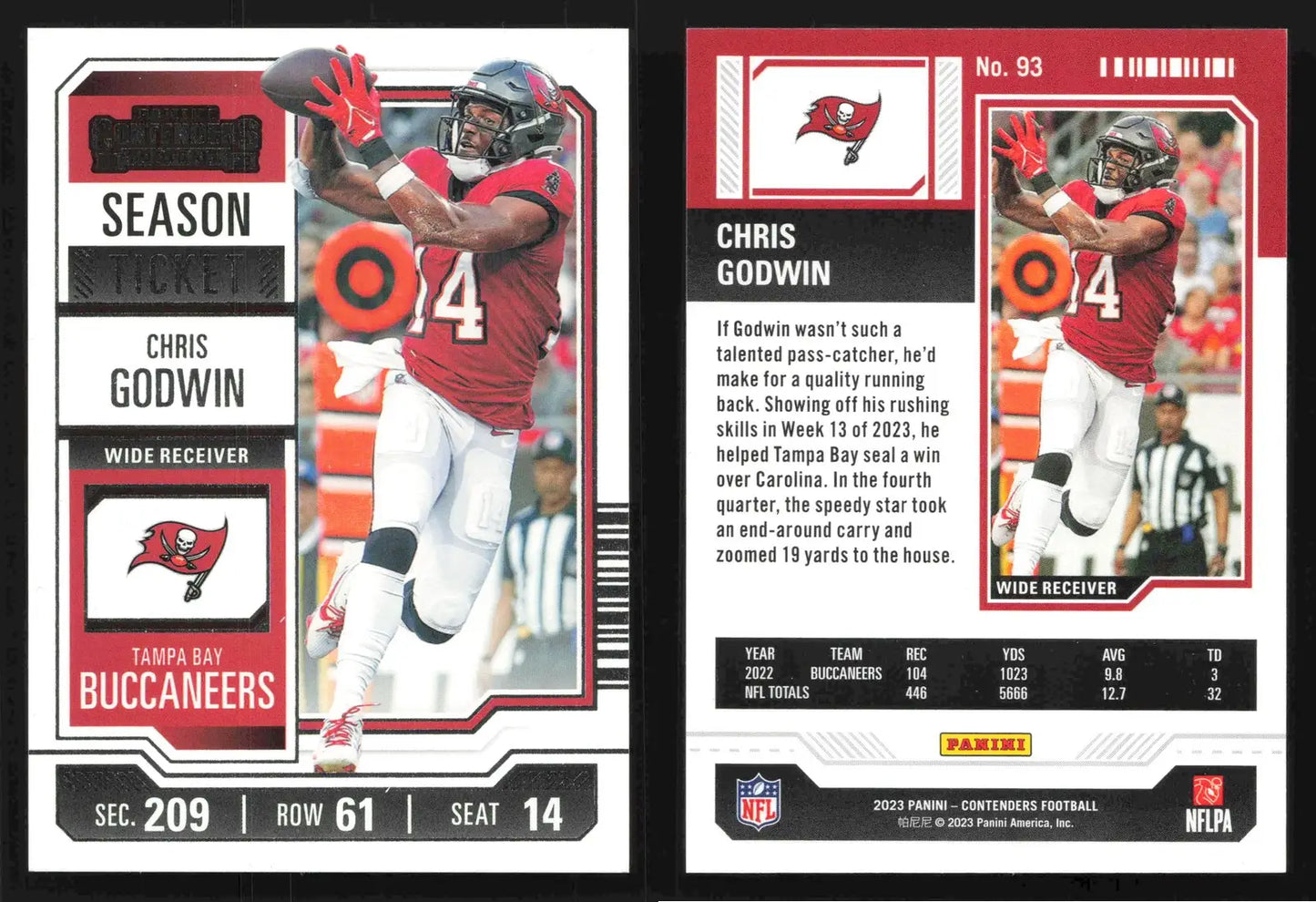 2023 Panini Contenders CHRIS GODWIN #93 Tampa Bay Buccaneers - Football Card Single