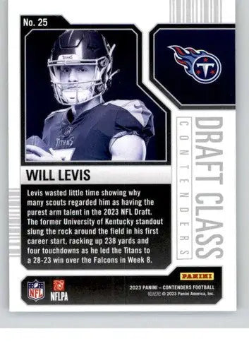 2023 Panini Contenders Draft Class Contenders #25 Will Levis NM-MT Titans - Football Card Single