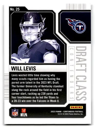 2023 Panini Contenders Draft Class Contenders #25 Will Levis NM Near Mint Titans - Football Card Single