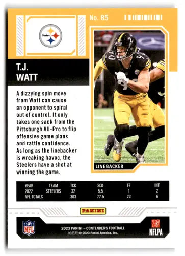 2023 Panini Contenders Game Ticket Bronze #85 T.J. Watt NM-MT Steelers ID:75431 - Football Card Single