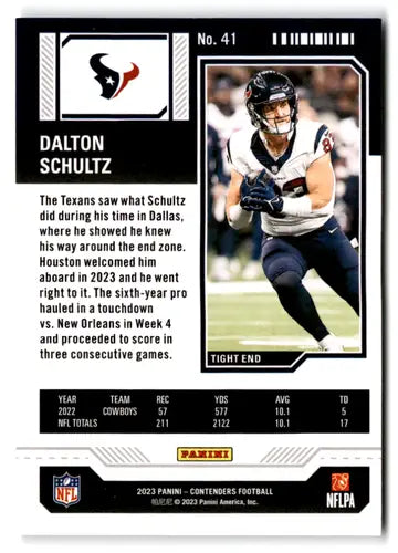 2023 Panini Contenders Game Ticket Red #41 Dalton Schultz NM-MT Texans ID:75426 - Football Card Single