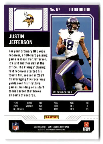 2023 Panini Contenders Game Ticket Red #67 Justin Jefferson NM-MT Vikin ID:75427 - Football Card Single