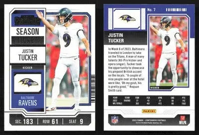 2023 Panini Contenders JUSTIN TUCKER #7 [Base] Baltimore Ravens - Football Card Single
