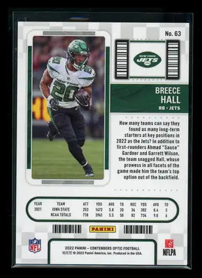 2023 Panini Contenders Optic Football Breece Hall #63 RC Football - Football Card Single