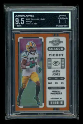 2023 Panini Contenders Optic Orange Aaron Jones #24 31/50 Arena Club 9.5 - Football Card Single