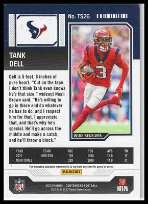 2023 Panini Contenders Rookie Ticket Swatches #TS26 Tank Dell