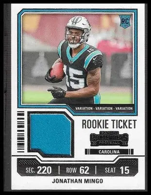 2023 Panini Contenders Rookie Tkt Swatches Vari #TS19V Jonathan Mingo Near Mint
