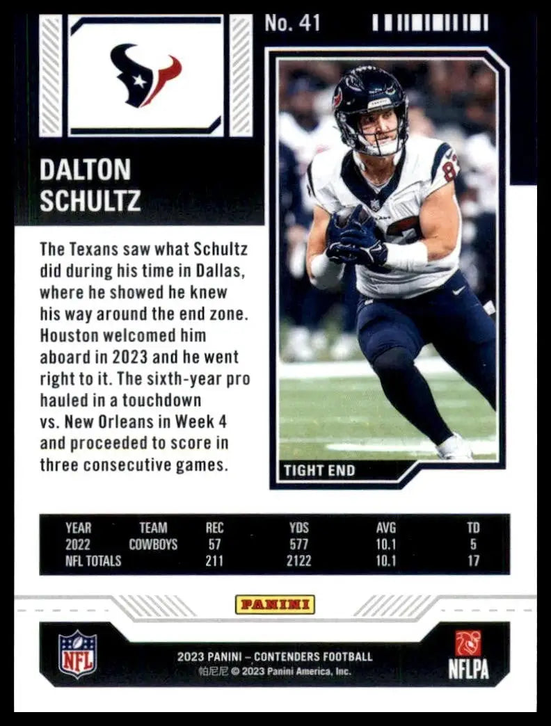 2023 Panini Contenders Season Ticket Dalton Schultz #41 Houston Texans Football - Football Card Single