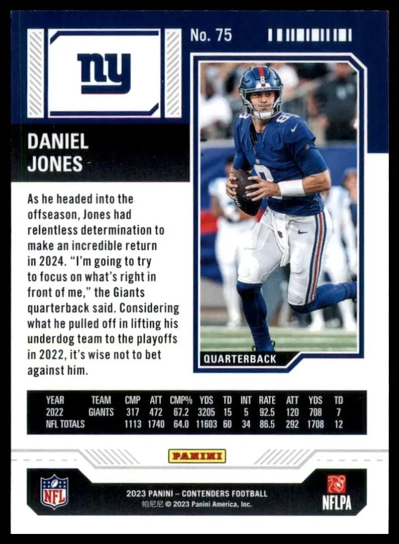 2023 Panini Contenders Season Ticket Daniel Jones #75 New York Giants Football - Football Card Single