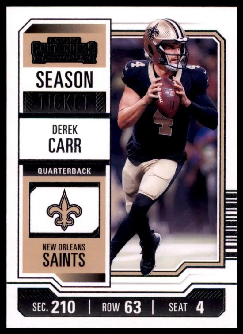 2023 Panini Contenders Season Ticket Derek Carr #72 New Orleans Saints Football - Football Card Single