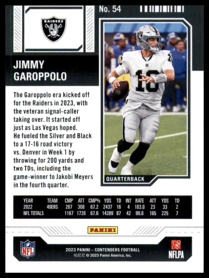 2023 Panini Contenders Season Ticket Jimmy Garoppolo #54 Las Vegas Raiders Card - Football Card Single