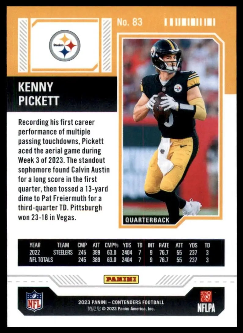 2023 Panini Contenders Season Ticket Kenny Pickett #83 Pittsburgh Steelers Card - Football Card Single
