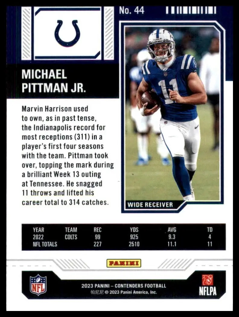 2023 Panini Contenders Season Ticket Michael Pittman Jr #44 Indiapolis Colts NFL - Football Card Single