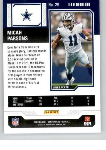 2023 Panini Contenders Season Ticket Retail #29 Micah Parsons NM-MT Cow ID:75433 - Football Card Single
