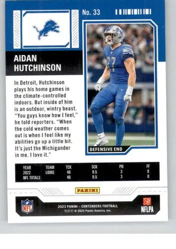 Original gloss Aidan Hutchinson football card from Panini Contenders Season Ticket retail