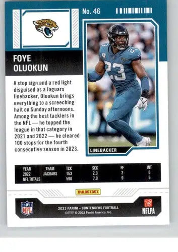2023 Panini Contenders Season Ticket Retail #46 Foye Oluokun NM-MT Jagu ID:75437 - Football Card Single