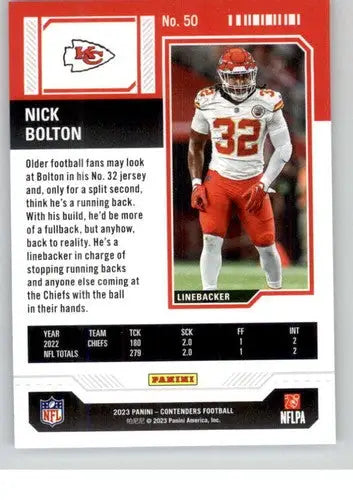 2023 Panini Contenders Season Ticket Nick Bolton football card NM-MT