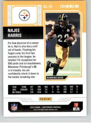Original gloss Panini Contenders Najee Harris football card for 2023 Season Ticket Retail