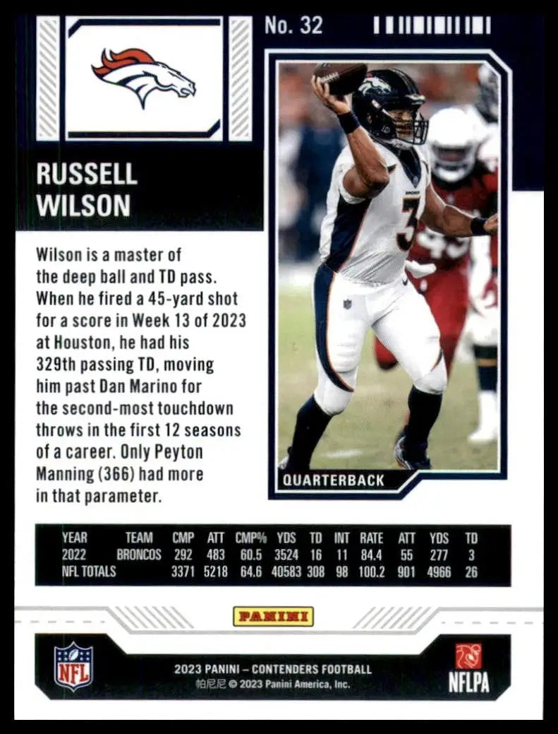 2023 Panini Contenders - Season Ticket Russell Wilson #32 Retail - Football Card Single