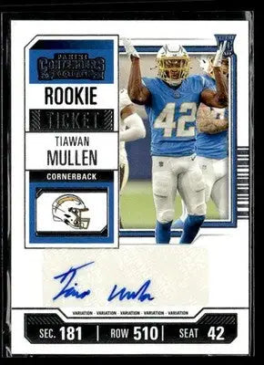 2023 Panini Contenders Tiawan Mullen #191 RC,AU Los Angeles Chargers