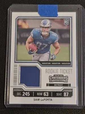 2023 Panini Contenders #TS30V Sam Laporta Rookie Ticket Swatches Variations - Football Card Single