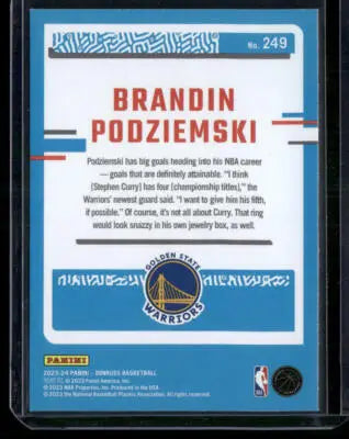 2023 Panini Donruss Basketball Brandin Podziemski #249 Rated Rookie Red Prizm - Basketball Card Single