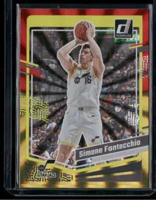 2023 Panini Donruss Basketball Simone Fontecchio #143 Red & Gold Laser Holo - Basketball Card Single