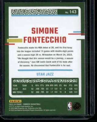 2023 Panini Donruss Basketball Simone Fontecchio #143 Red & Gold Laser Holo - Basketball Card Single
