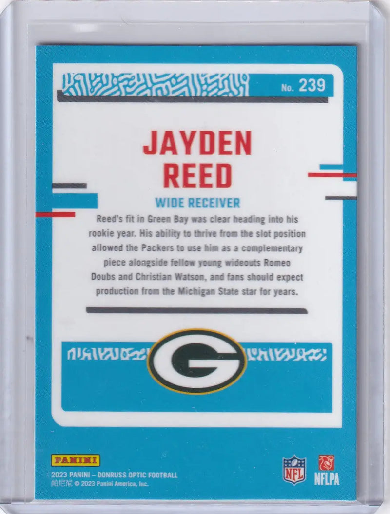 2023 Panini Donruss Optic #239 Jayden Reed - Green Bay Packers
