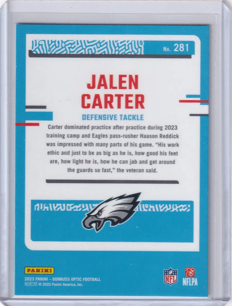 2023 Panini Donruss Optic #281 Jalen Carter - Philadelphia Eagles