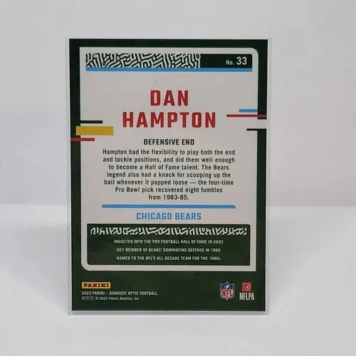 Dan Hampton football card from 2023 Panini Donruss Optic Brian Urlacher collection